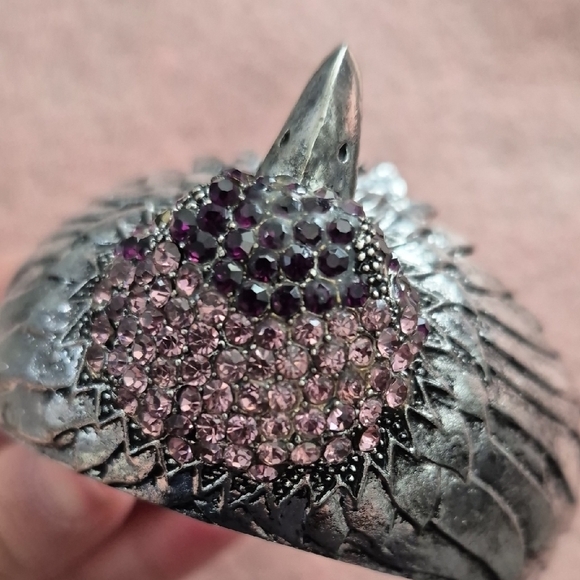 Silver Eagle Bangle Bracelet with Pink/Purple 💜 Rhinestone Head - Picture 10 of 11